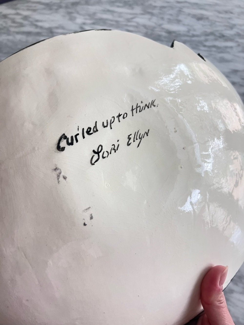 Hand-Painted Calico Cat Ceramic Plater 12” - Picture 2 of 2